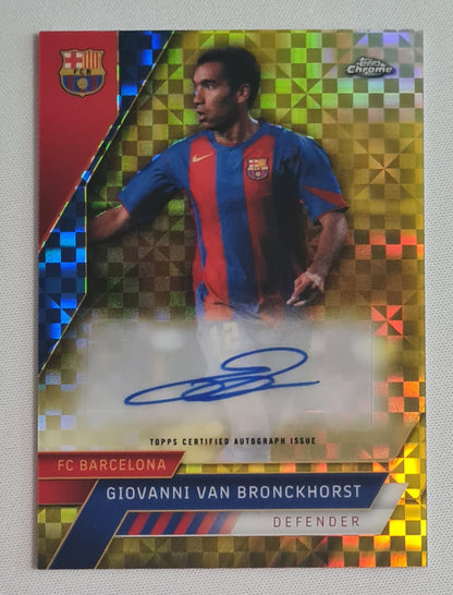 Giovanni van Bronkhorst - 2023 Topps Chrome FC Barcelona #AU-VB Gold Checkers /99 /Autograph