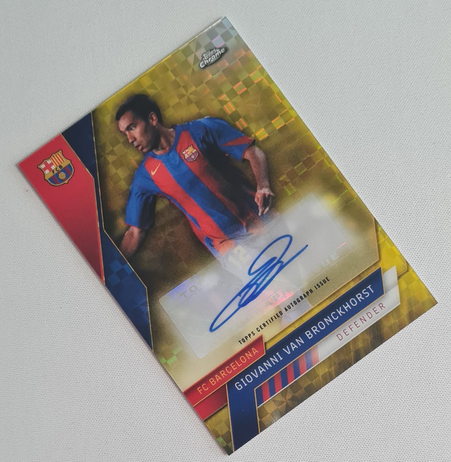 Giovanni van Bronkhorst - 2023 Topps Chrome FC Barcelona #AU-VB Gold Checkers /99 /Autograph