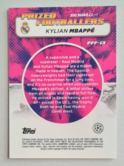 Kylian Mbappe - 2025 Topps Finest Prized Footballers Fusion Yellow Real Madrid C.F. (CL)#PFF-13