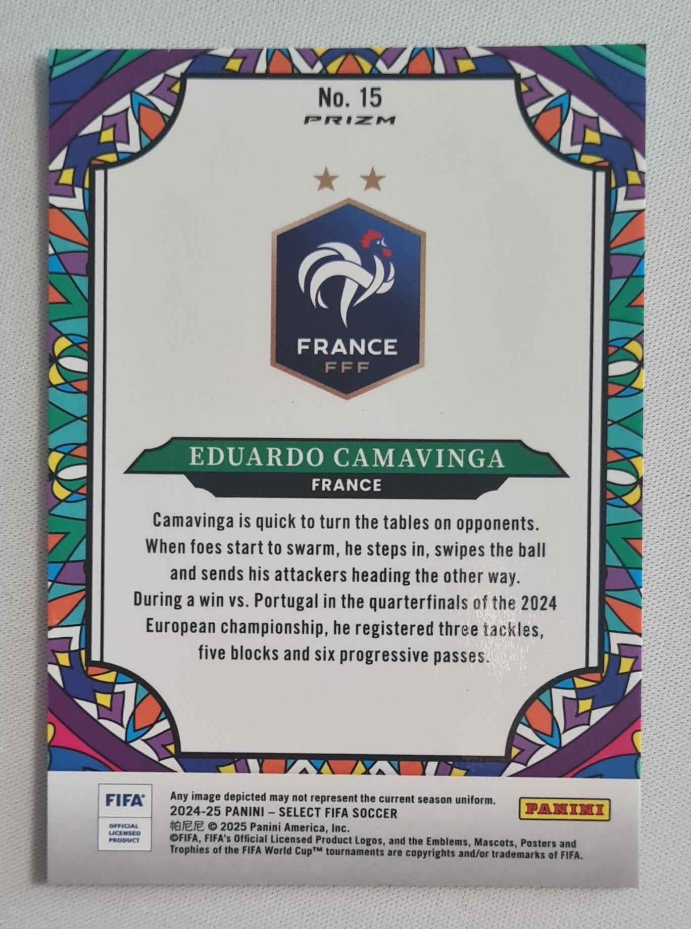 Eduardo Camavinga - 2024/25 Panini Select FIFA Soccer National Team France Prizm #15 Stained Glass
