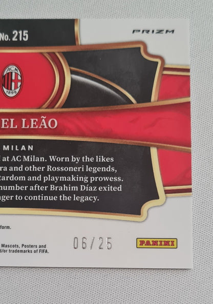 Rafael Leao - 2023/24 Panini Select FIFA Soccer Field Level Prizm ZEBRA #215 /25 Case Hit