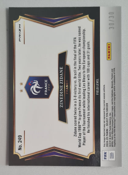 Zinedine Zidane - 2024/25 Panini Select FIFA Soccer Field Level National Team France Prizm #249 Field Winter camo /30