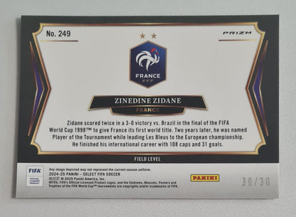 Zinedine Zidane - 2024/25 Panini Select FIFA Soccer Field Level National Team France Prizm #249 Field Winter camo /30