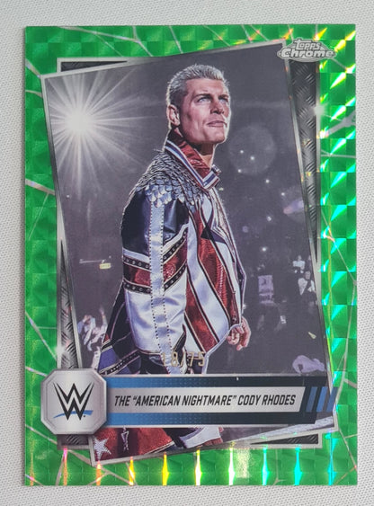 Cody Rhodes - 2025 Topps Chrome "The American Nightmare" WWE Wrestling Smack Down #1 Neon Green Geometric