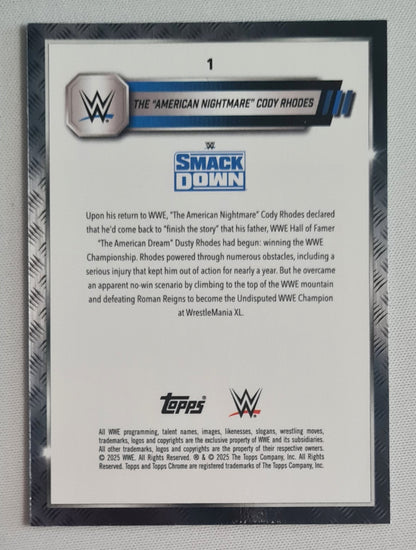 Cody Rhodes - 2025 Topps Chrome "The American Nightmare" WWE Wrestling Smack Down #1 Neon Green Geometric