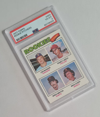 Len Baker, Randy Lerch, Greg Minton, Mike Overy - 1977 Topps Rookie Pitchers #489 PSA 4