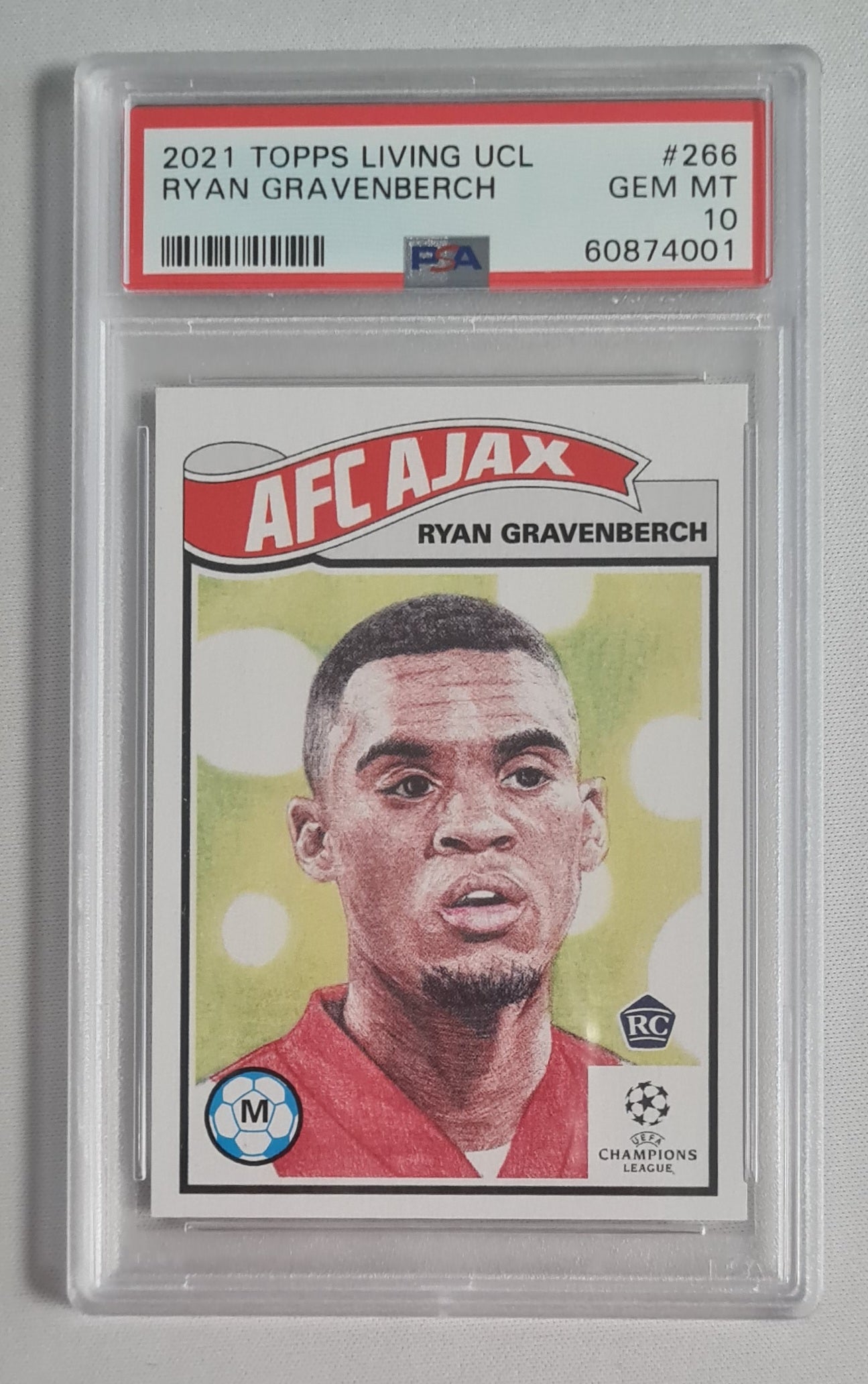 Ryan Gravenberch - 2021 Topps Living (RC) AFC Ajax (CL) #266 PSA 10 Gem Mint