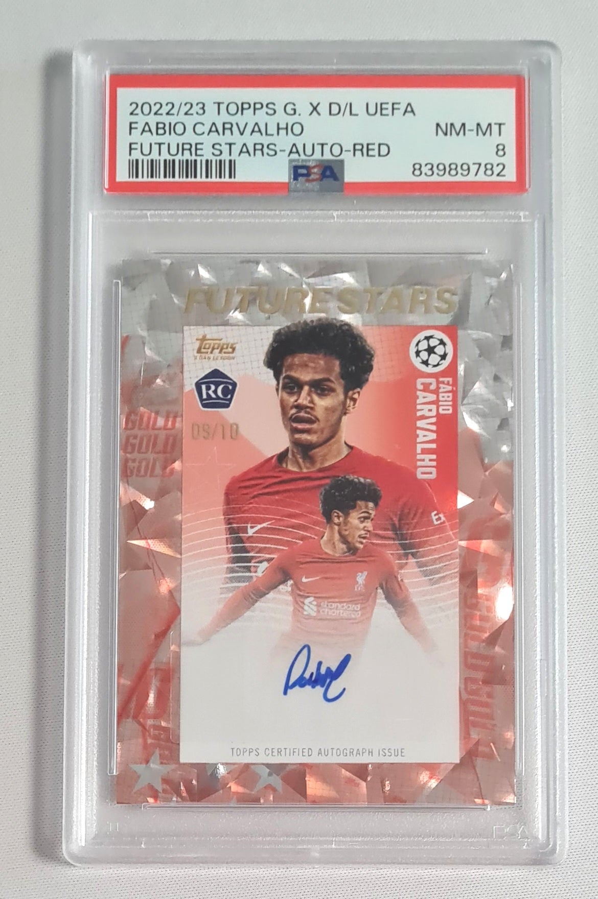 Fabio Carvalho - 2022/23 Topps G.X D/L UEFA (RC) Future Stars Auto-Red  Liverpool PSA 8 NM-MT