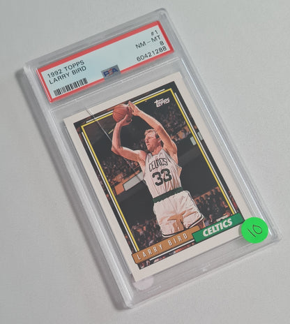 Larry Bird - 1992 Topps NBA Basketball Boston Celtics #1 PSA 8 NM-MT (damaged case during shipping)