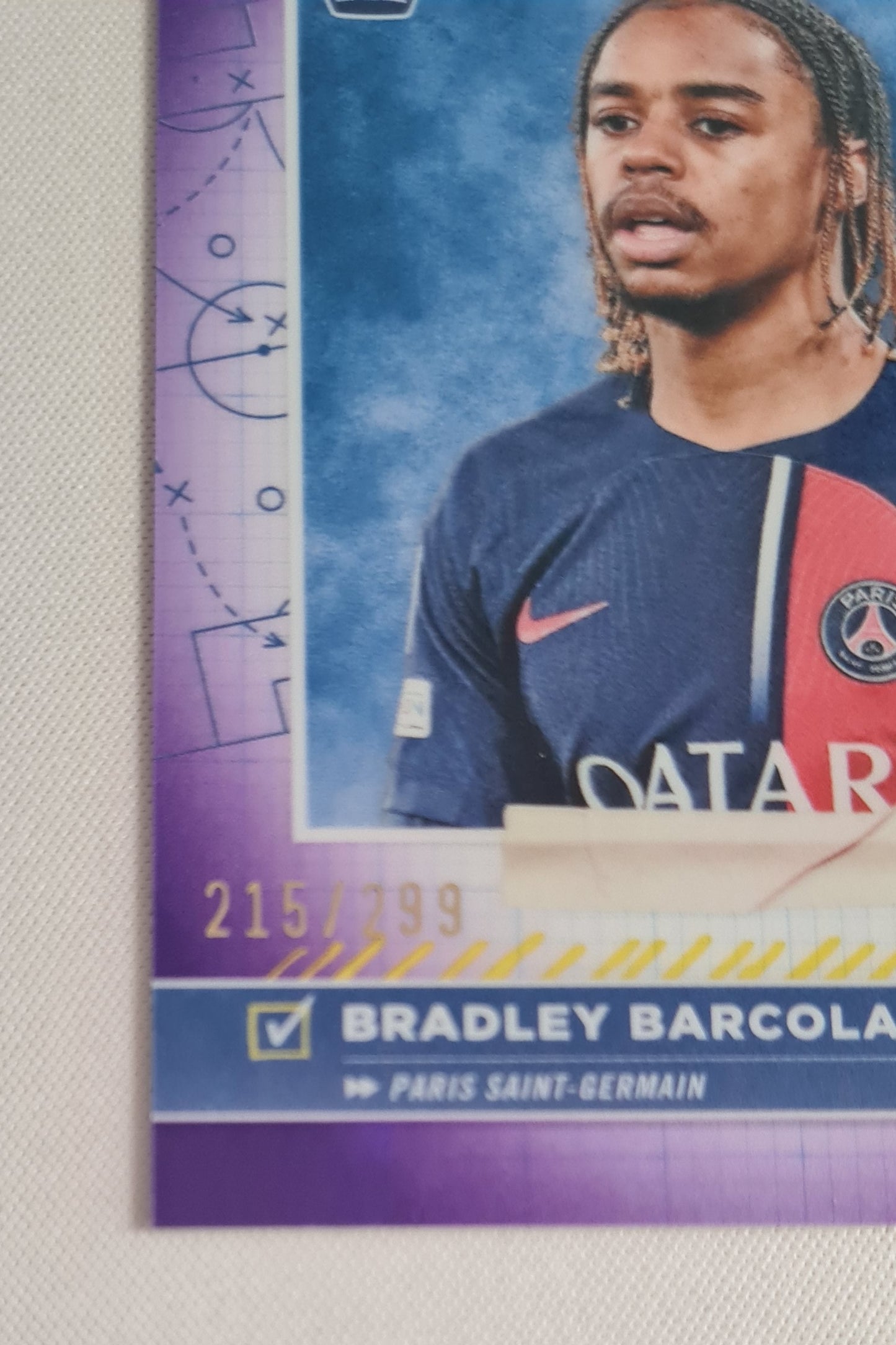 Bradley Barcola - 2024 Topps Finest First Class Rookies Paris Saint Germain (CL) #FR-9 /299 Purple