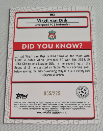 Virgil van Dijk - 2021/22 Topps Merlin Premier League Soccer EPL Liverpool FC #103 Yellow /225