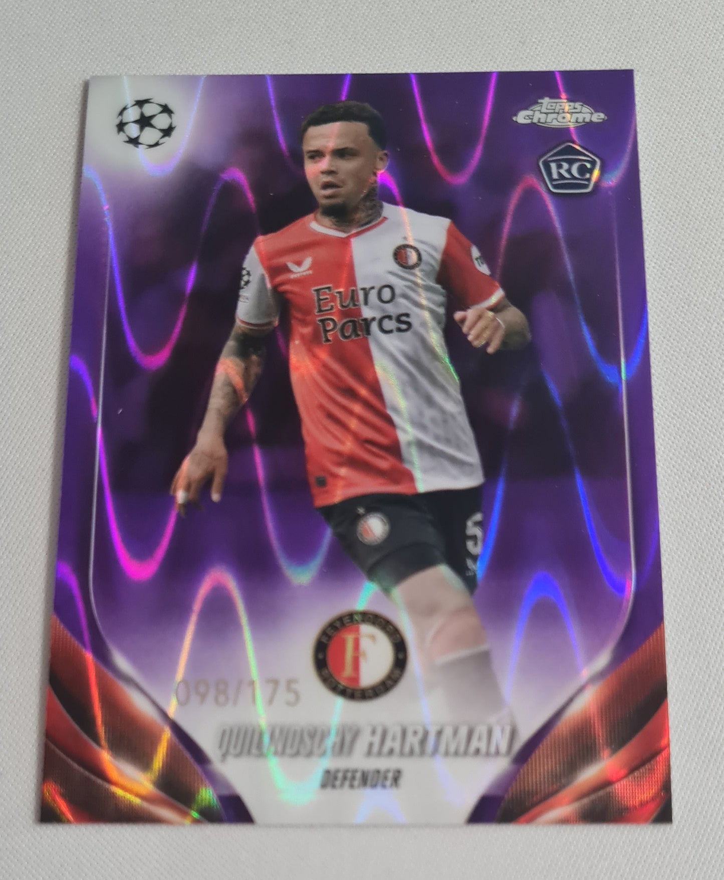 Quilindschy Hartman - 2024 Topps Chrome Feyenoord Rotterdam (CL)#185 Purple Wave /175