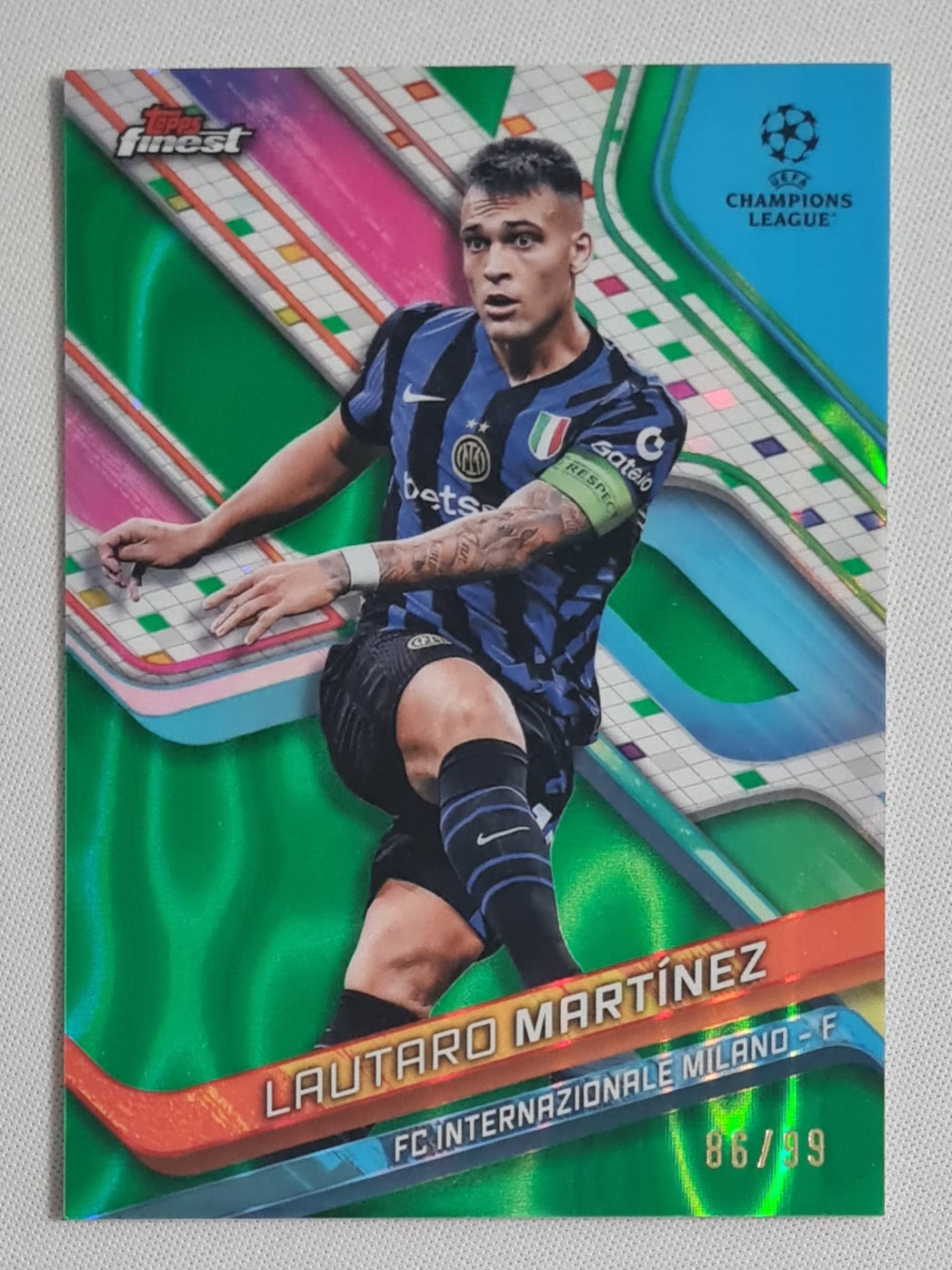 Lautaro Martinez - 2025 Topps Finest FC Internazionale Milano (CL) #35 /99 Green Lava Refractor
