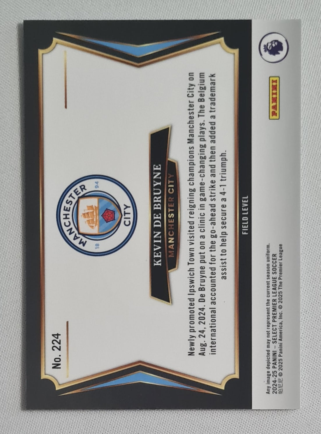 Kevin de Bruyne - 2024/25 Panini Select Premier League Soccer - Field Level - Manchester City #224