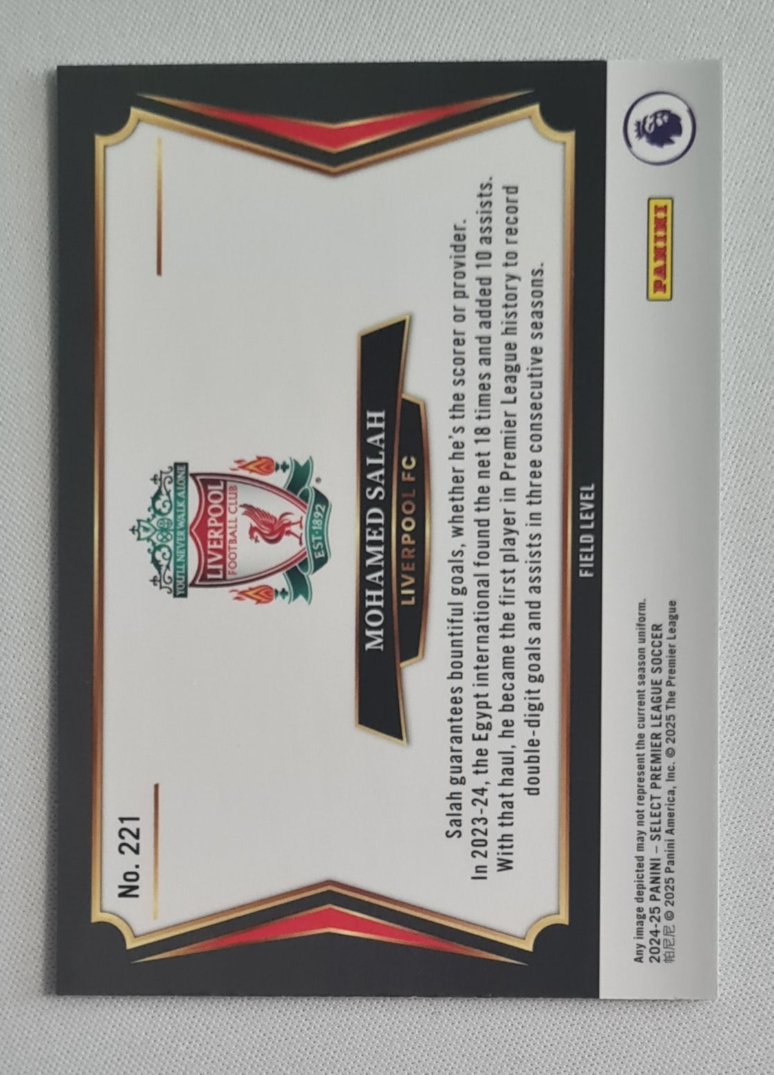 Mohamed Salah - 2024/25 Panini Select Premier League Soccer - Field Level - Liverpool #221