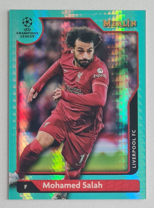 Mohamed Salah - 2022 Topps Merlin Premier League Soccer Liverpool #131 Aqua Prizm Refractor