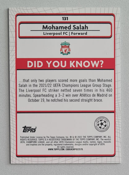 Mohamed Salah - 2022 Topps Merlin Premier League Soccer Liverpool #131 Aqua Prizm Refractor