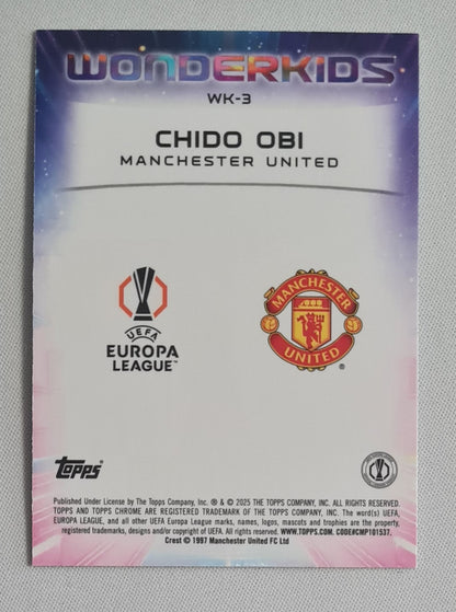 Chido Obi - 2025 Topps Chrome  Wonderkids Manchester United (RC) #WK-3