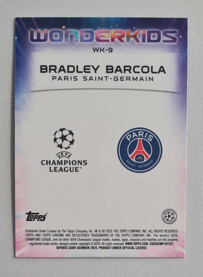 Bradley Barcola - 2025 Topps Chrome  Wonderkids Paris PSG (CL) #WK-9