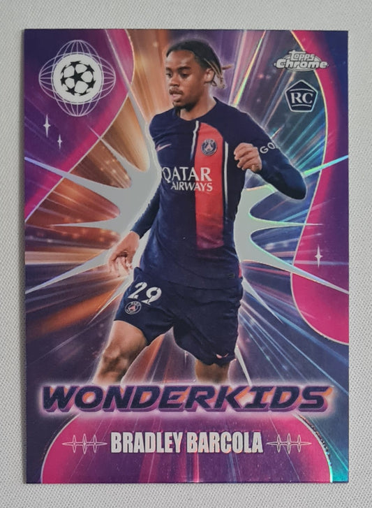 Bradley Barcola - 2024 Topps Chrome Wonderkids (RC) Paris PSG (CL) #WK-9