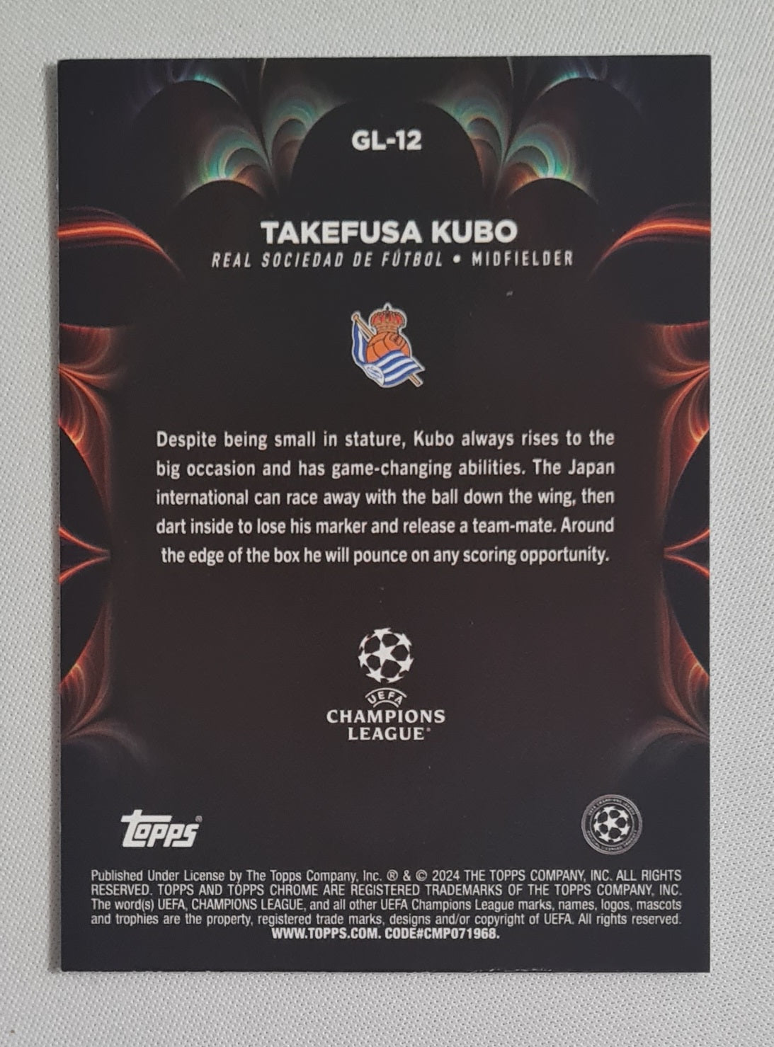 Takefusa Kubo - 2024 Topps Chrome Golazo Real Sociedad de Futbol (CL) #GL-12