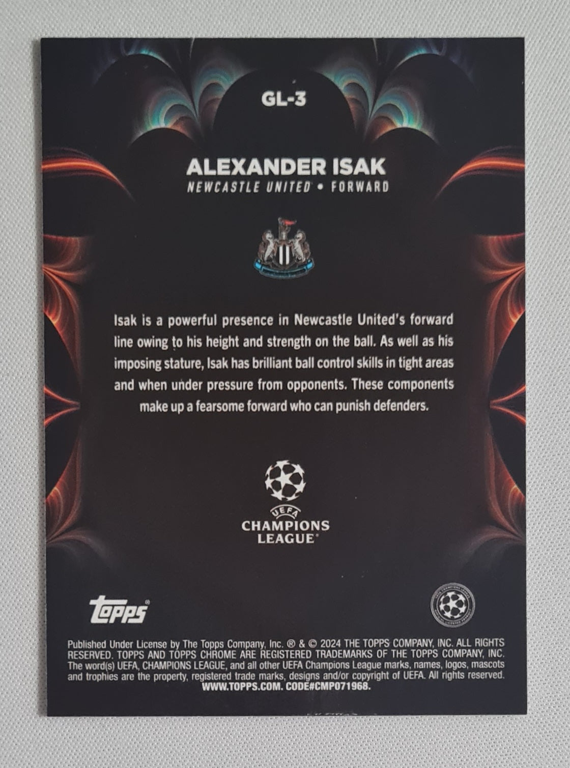 Alexander Isak - 2024 Topps Chrome Golazo NewCastle United (CL) #GL-3