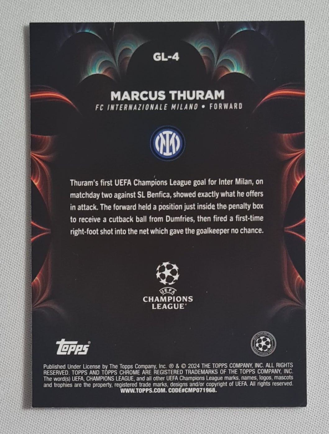 Marcus Thuram - 2024 Topps Chrome Golazo FC Internazionale (CL) #GL-4