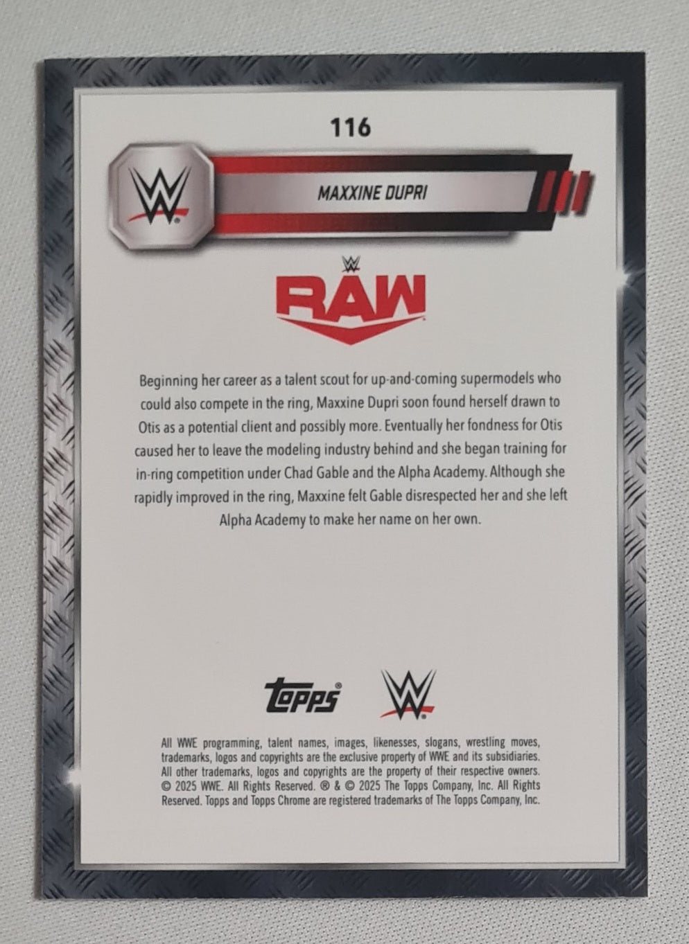 Maxxine Dupri - 2025 Topps WWE Wrestling RAW #116