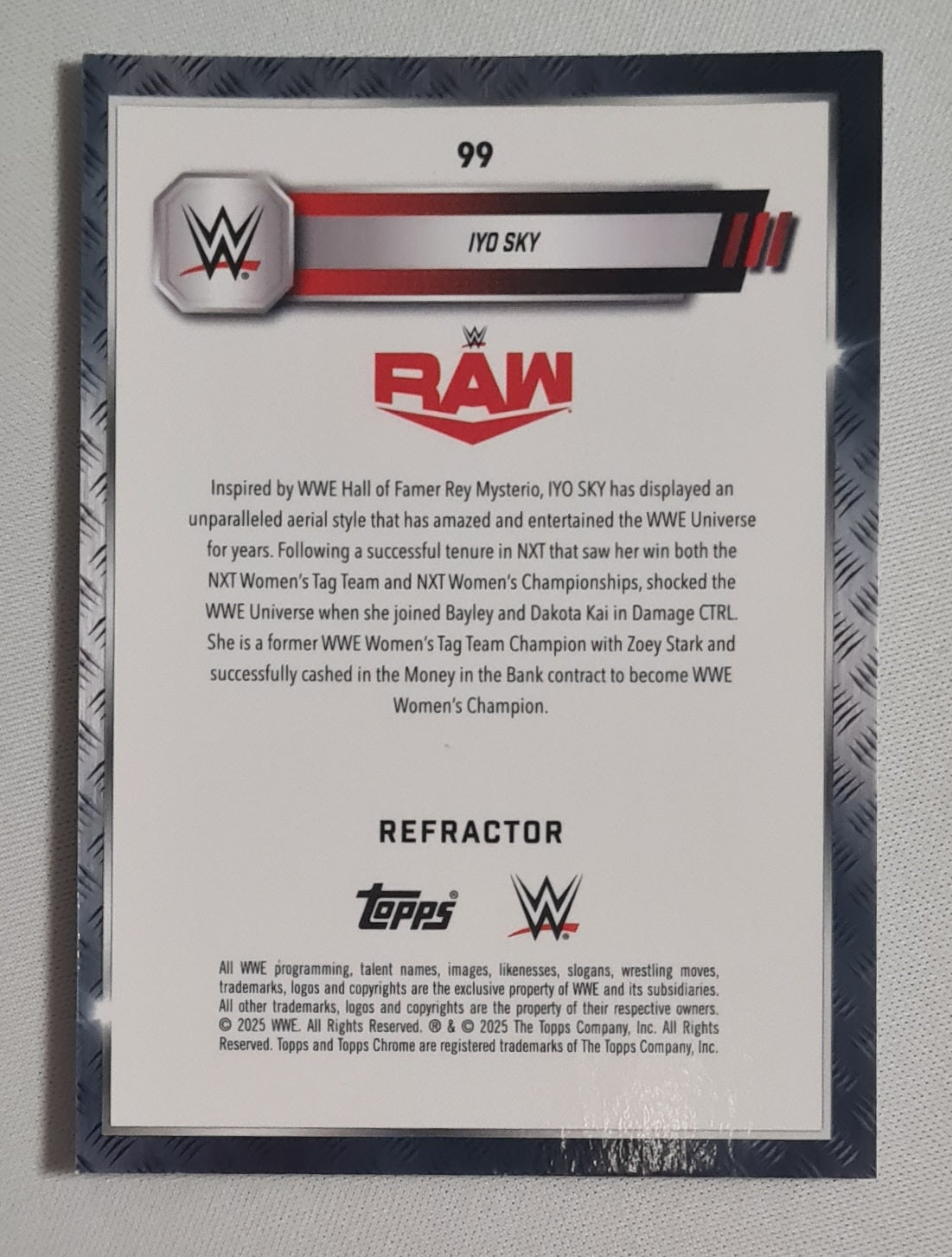 Iyo Sky - 2025 Topps Chrome WWE Wrestling RAW #99 Refractor