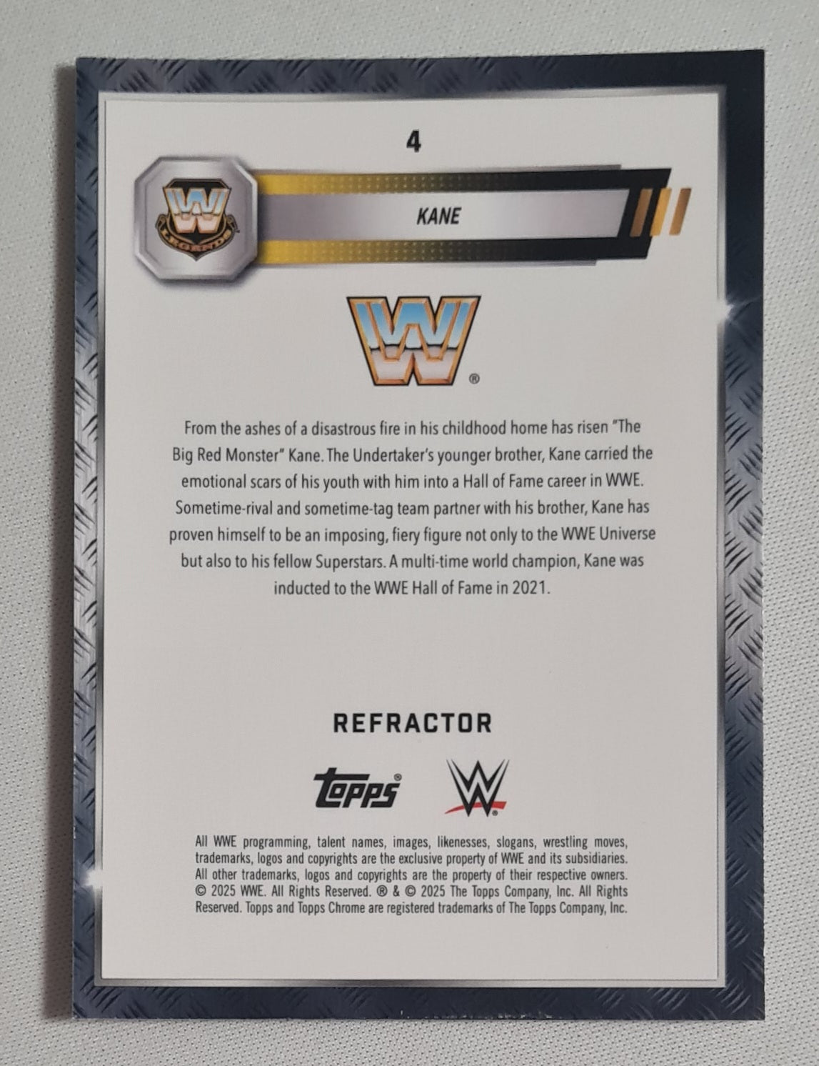 Kane - 2025 Topps Chrome WWE Wrestling Legends #4 Refractor