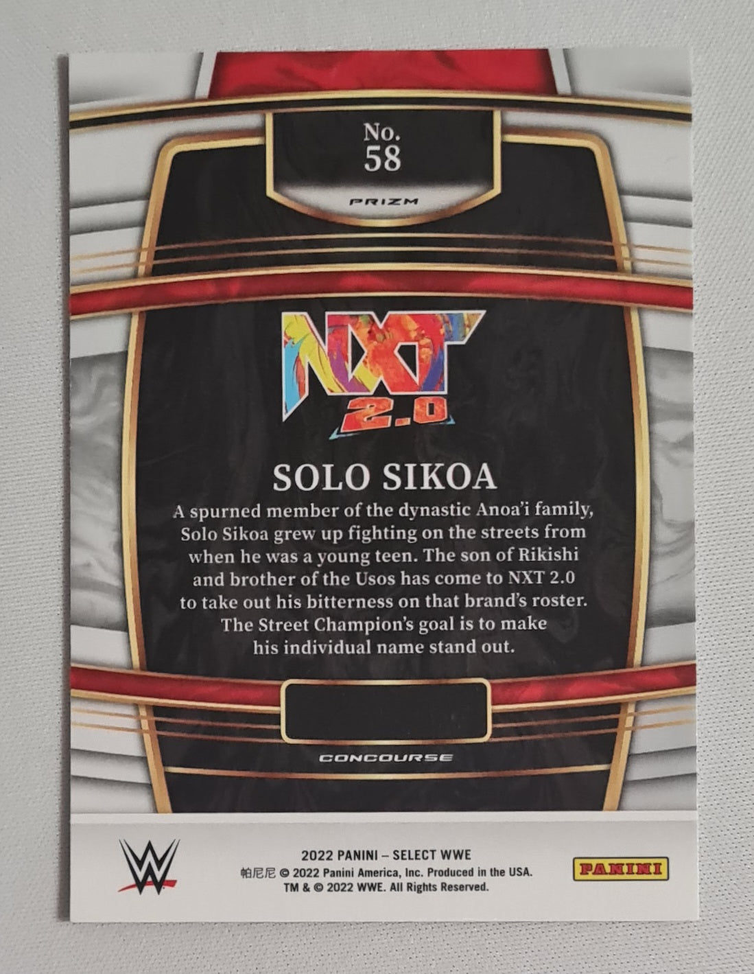 Solo Sikoa - 2022 Panini Select WWE Wrestling NXT 2.0 #58 Refractor
