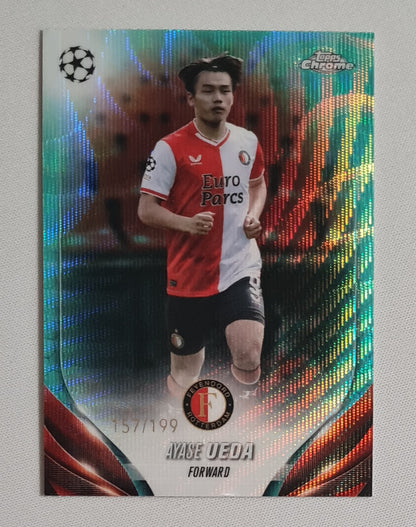 Ayase Ueda - 2024 Topps Chrome Feyenoord Rotterdam (CL) #138 Aqua Wave Refractor /199