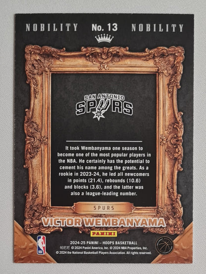Victor Wembanyama - 2024/25 Panini Hoops Basketball NBA San Antonio Spurs - Nobility - #13