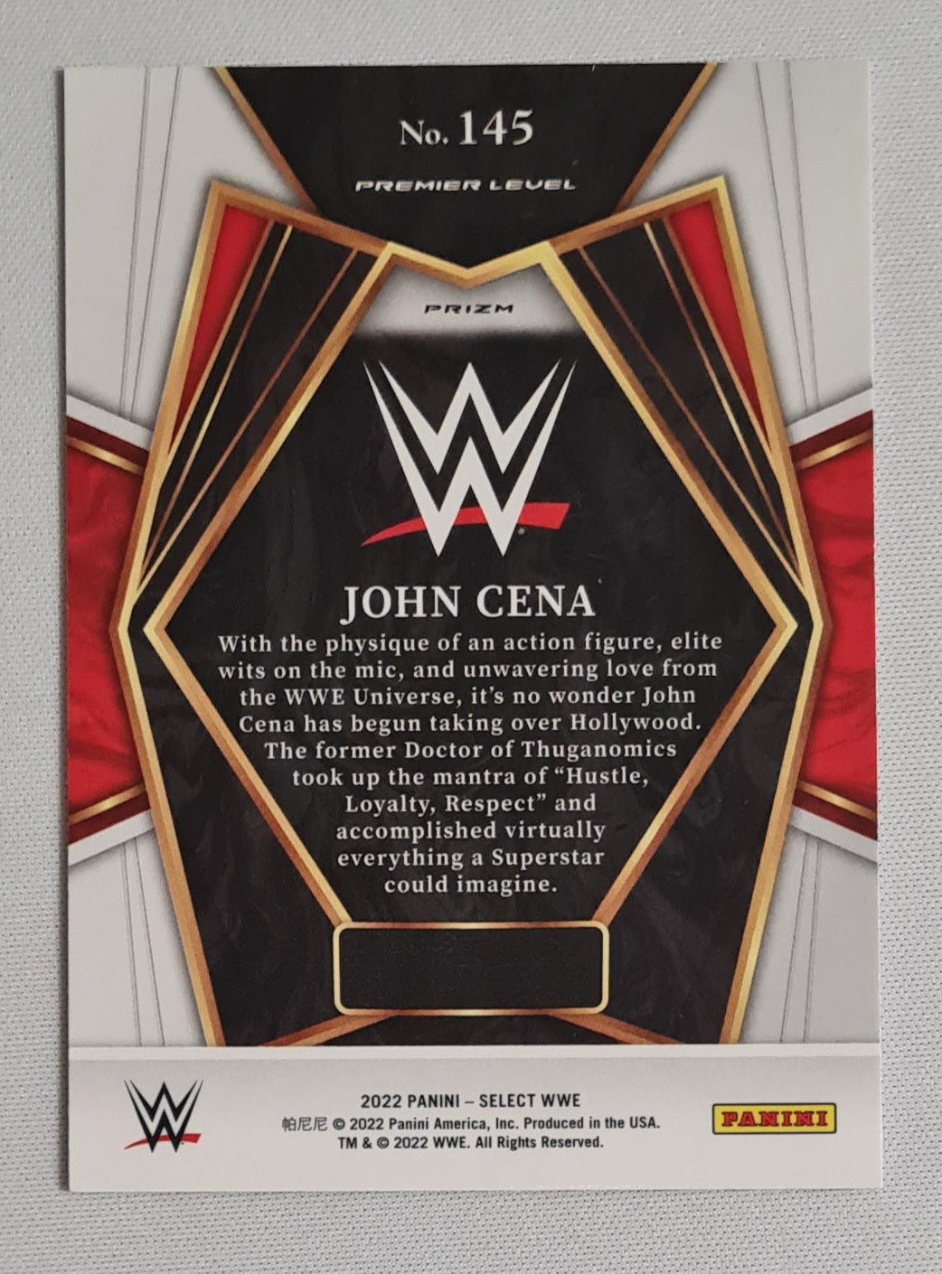 John Cena - 2022 Panini Select Prizm WWE Wrestling Premier Level #145 Silver Scope Prizm