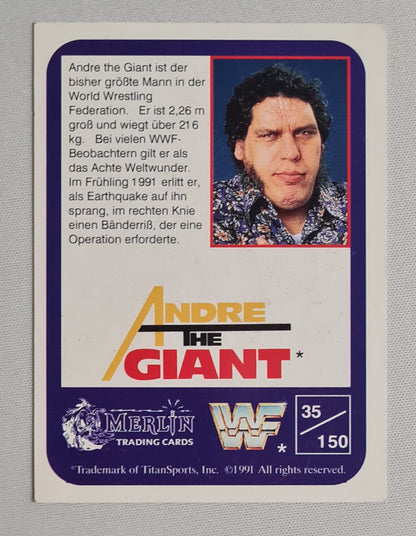 Andre The Giant - 1991 Merlin WWF Wrestling Trading Cards (TitanSports) 35 of 150 set number (German Card)