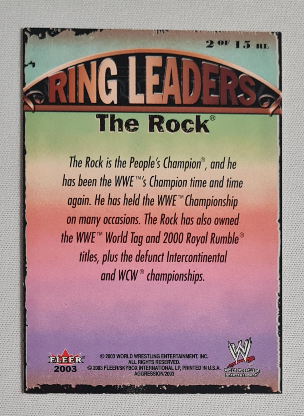 The Rock - 2003 Fleer WWE World Wrestling Entertainment - Ring Leaders - Aggression #2 of 15 set Number
