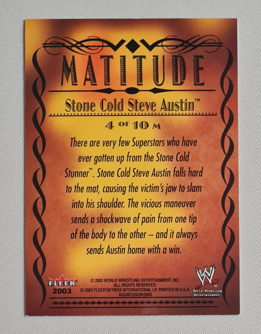 Stone Cold Steve Austin - 2003 Fleer WWE Wrestling - Matitude - Agrgression #4 of 10 set number