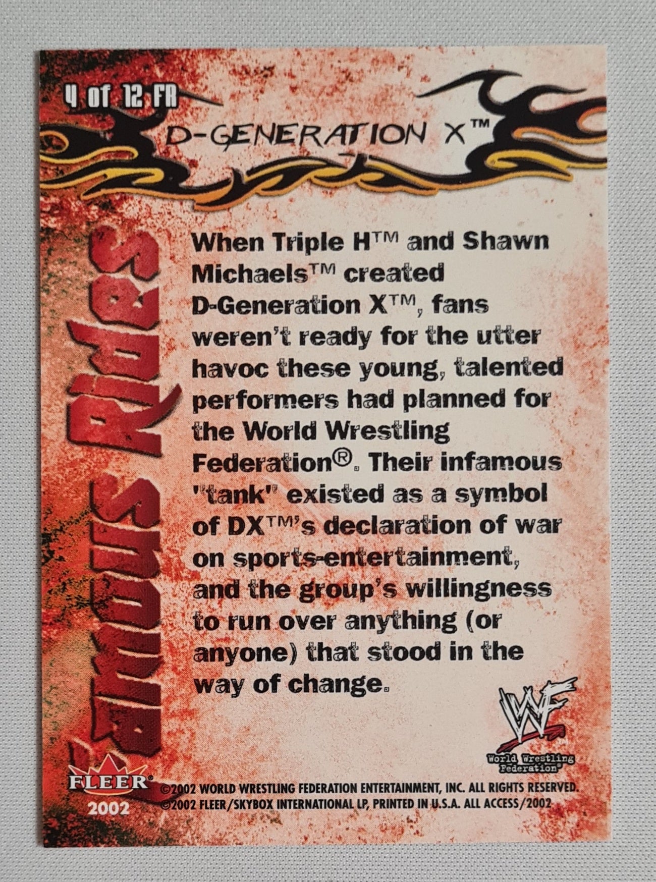 D-Generation X - 2002 Fleer Famous Rides (WWF All Access) - The Tank Jeep - #4 of 12 set number