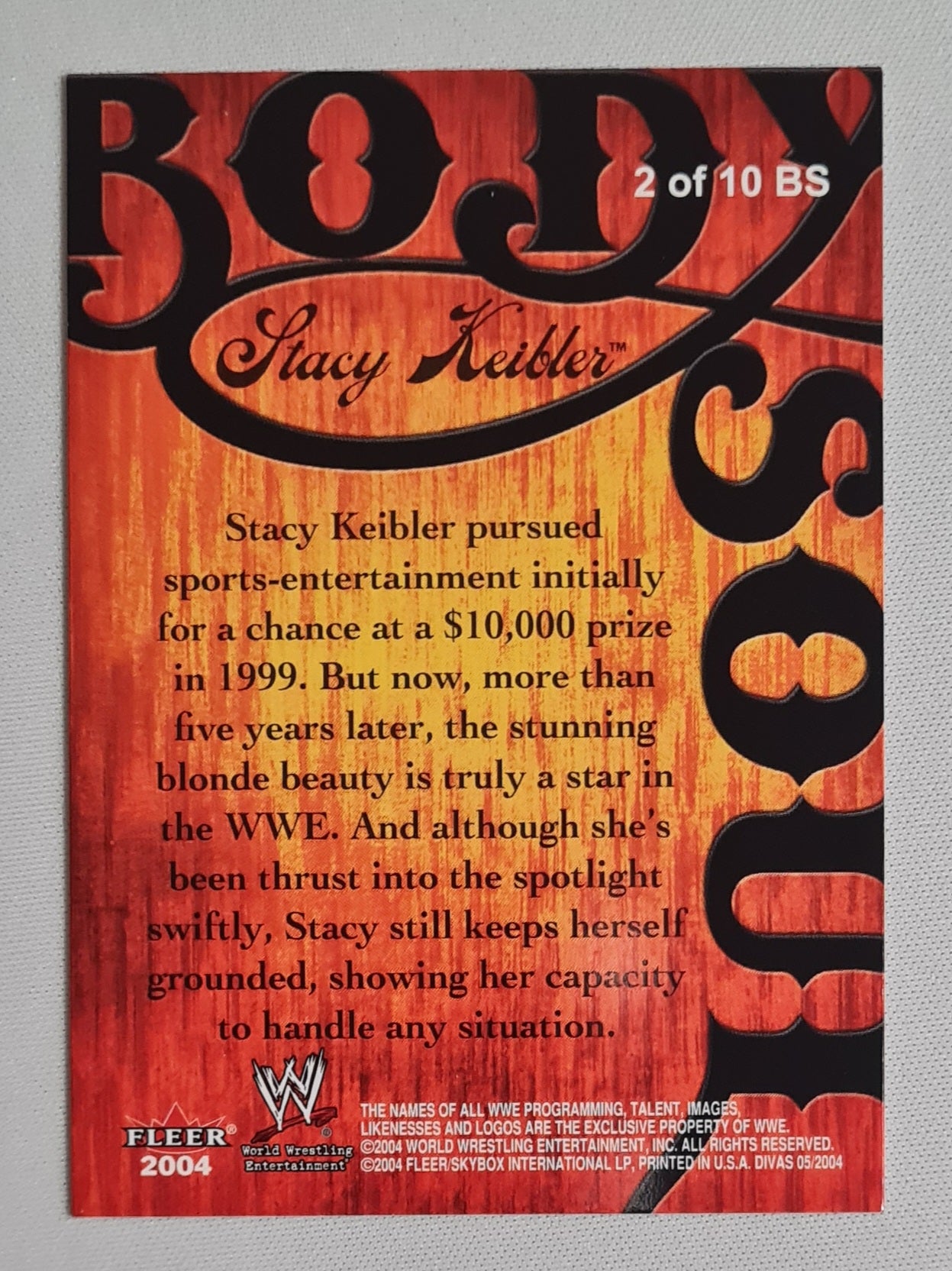Stacy Keibler - 2004 Fleer WWE Wrestling Body Soul Divas 2005 #2 of 10 card set number