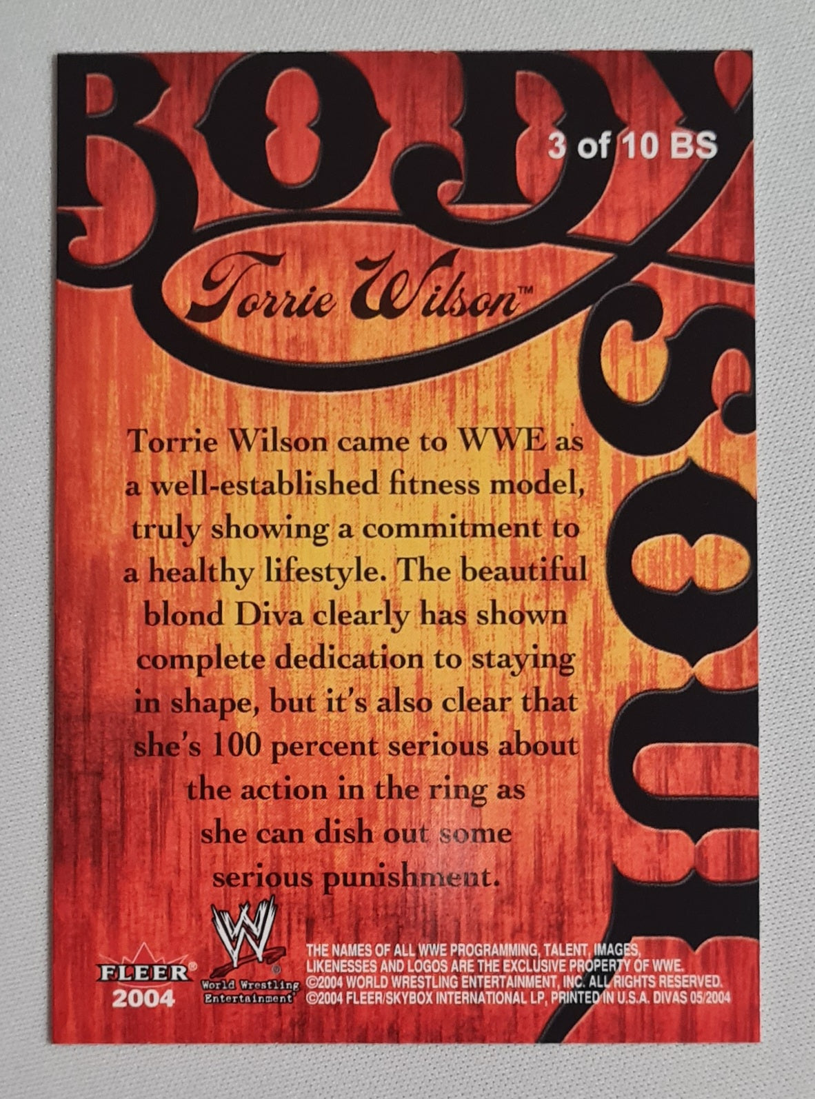 Torrie Wilson - 2004 Fleer WWE Wrestling Body Soul Divas 2005 #3 of 10 card set number
