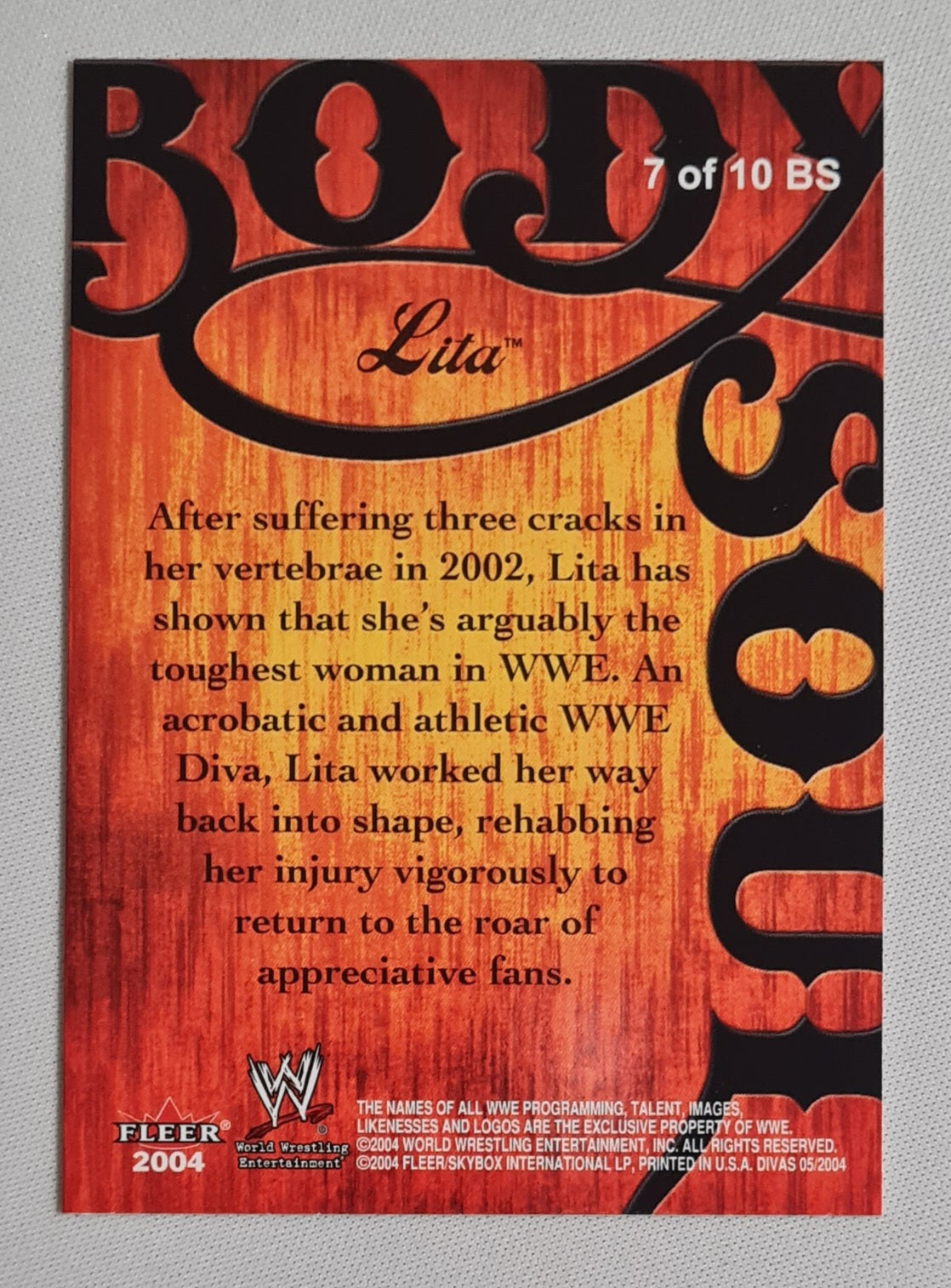 Lita - 2004 Fleer WWE Wrestling Body Soul Divas 2005 #7 of 10 card set number