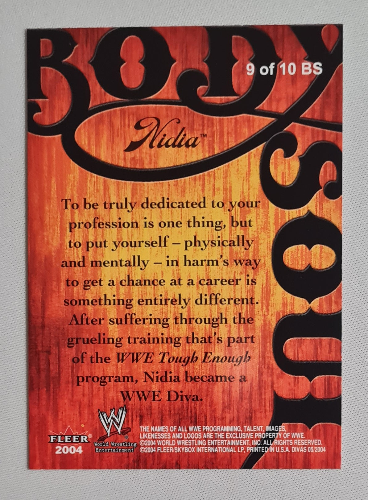 Nidia - 2004 Fleer WWE Wrestling Body Soul Divas 2005 #9 of 10 card set number