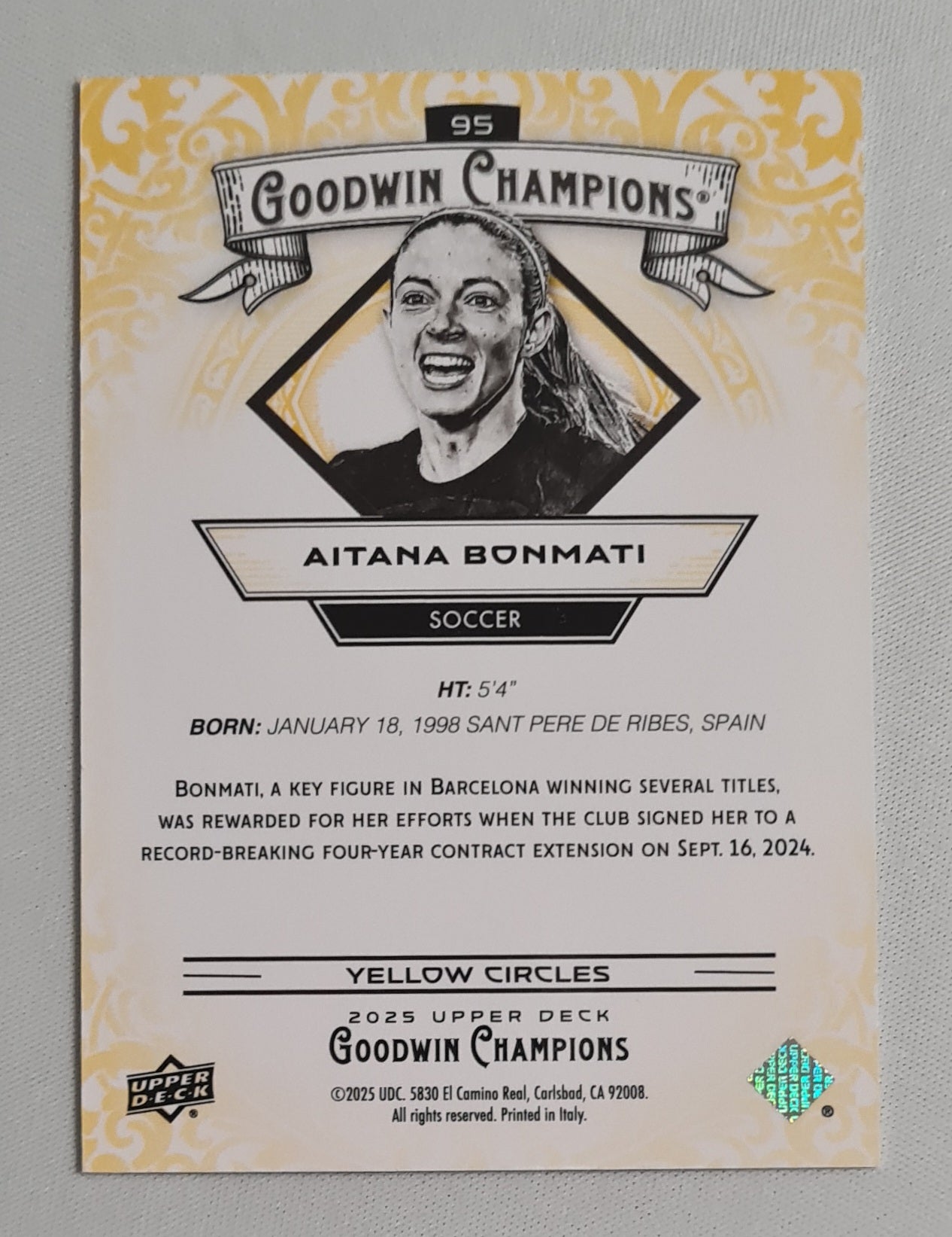 Aitana Bonmati - 2025 Upper Deck Goodwin Champions Soccer FC Barcelona #95 Yellow Circles /199