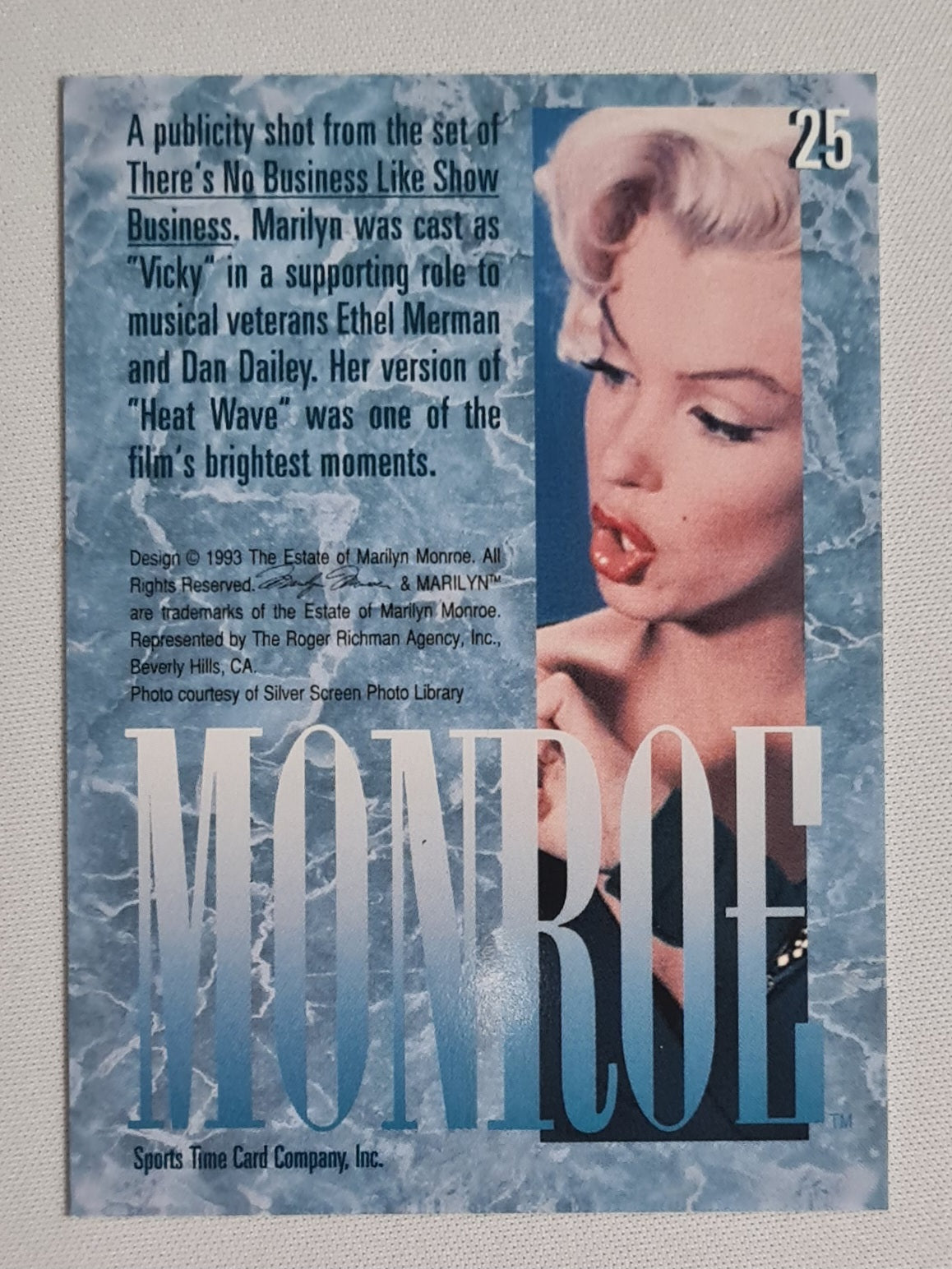Marilyn Monroe -1993 Sports Time Card Company #25