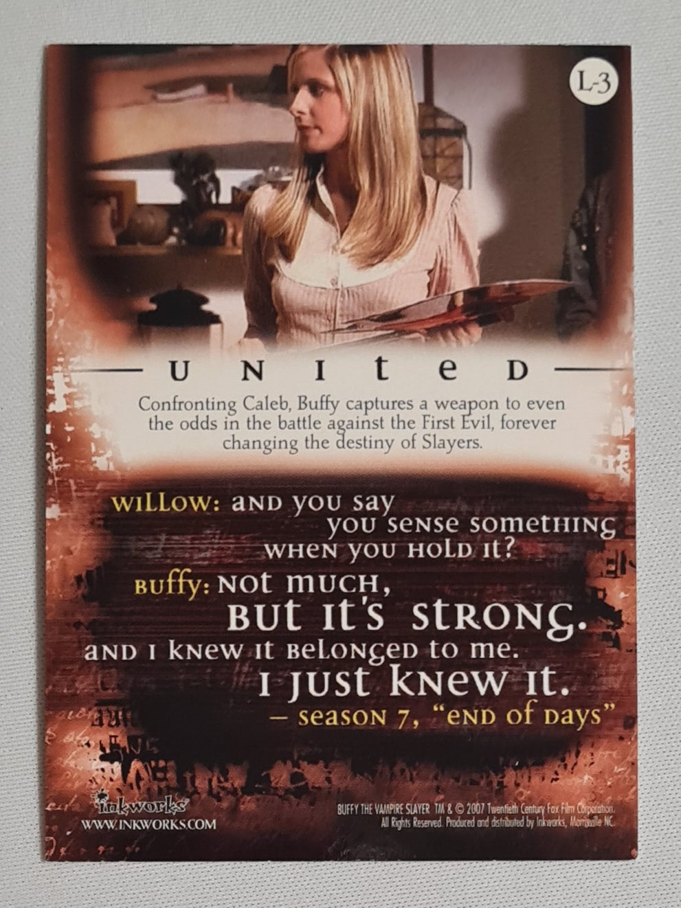 Buffy the Vampire Slayer - 2007 Twenty Century Fox Inkworks - Leader of Slayers - United #L-3