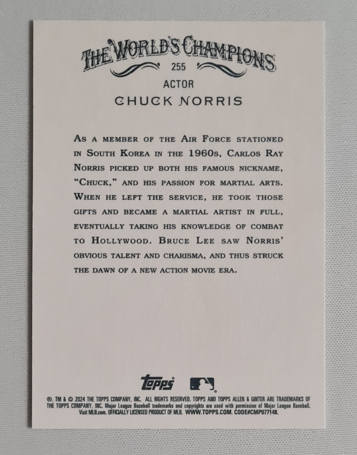 Chuck Norris - 2024 Topps Allen & Ginter The World's Champions - Actor #255
