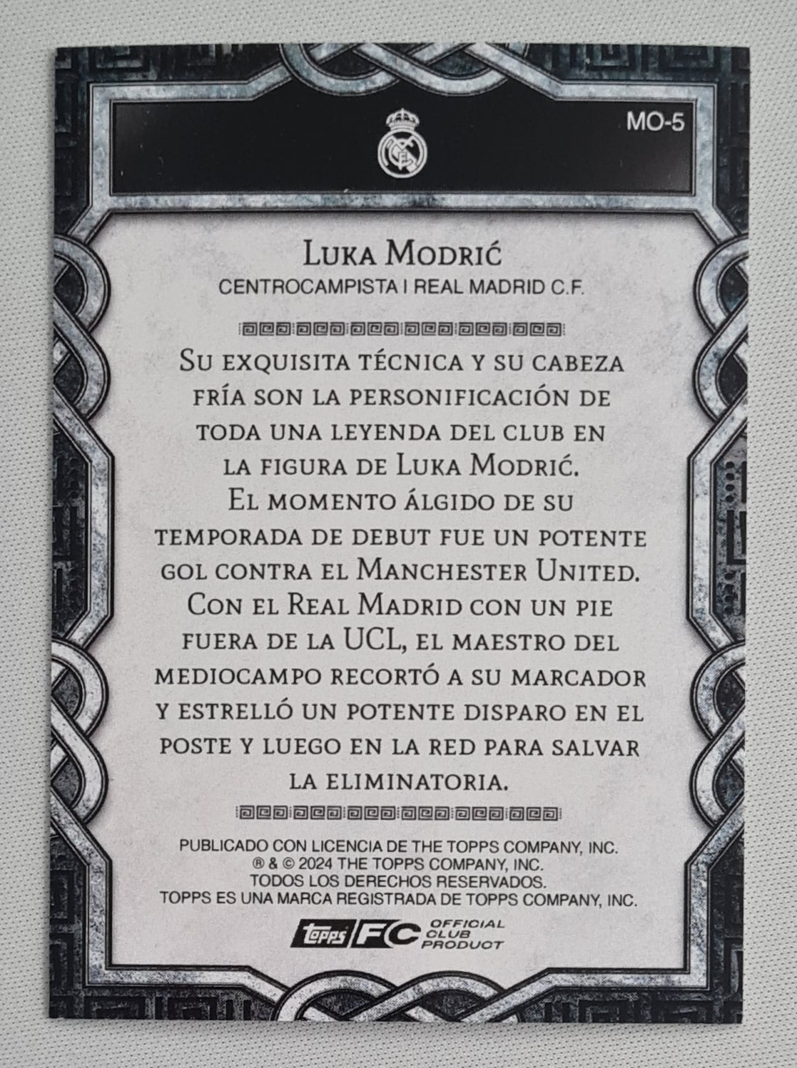 Luka Modric - 2024 Topps Official Club Product Real Madrid #MO-5 /175