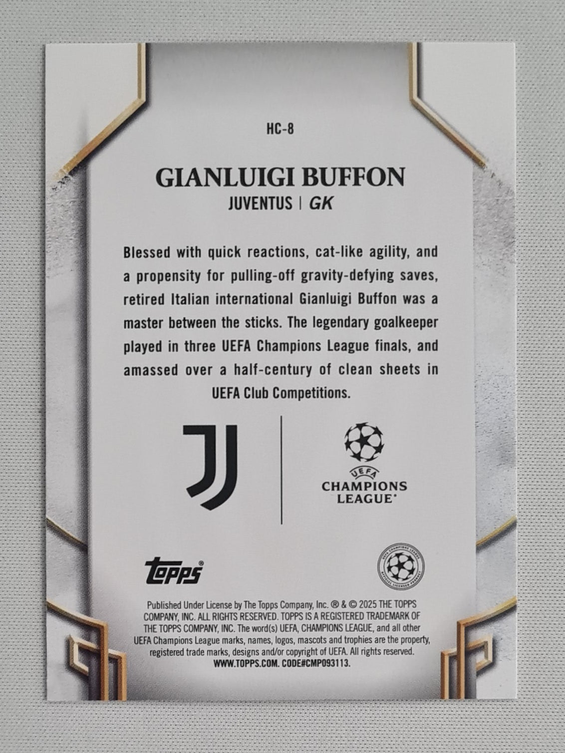 Gianluigi Buffon - 2025 Topps Juventus (CL) Historic Captains HC-8