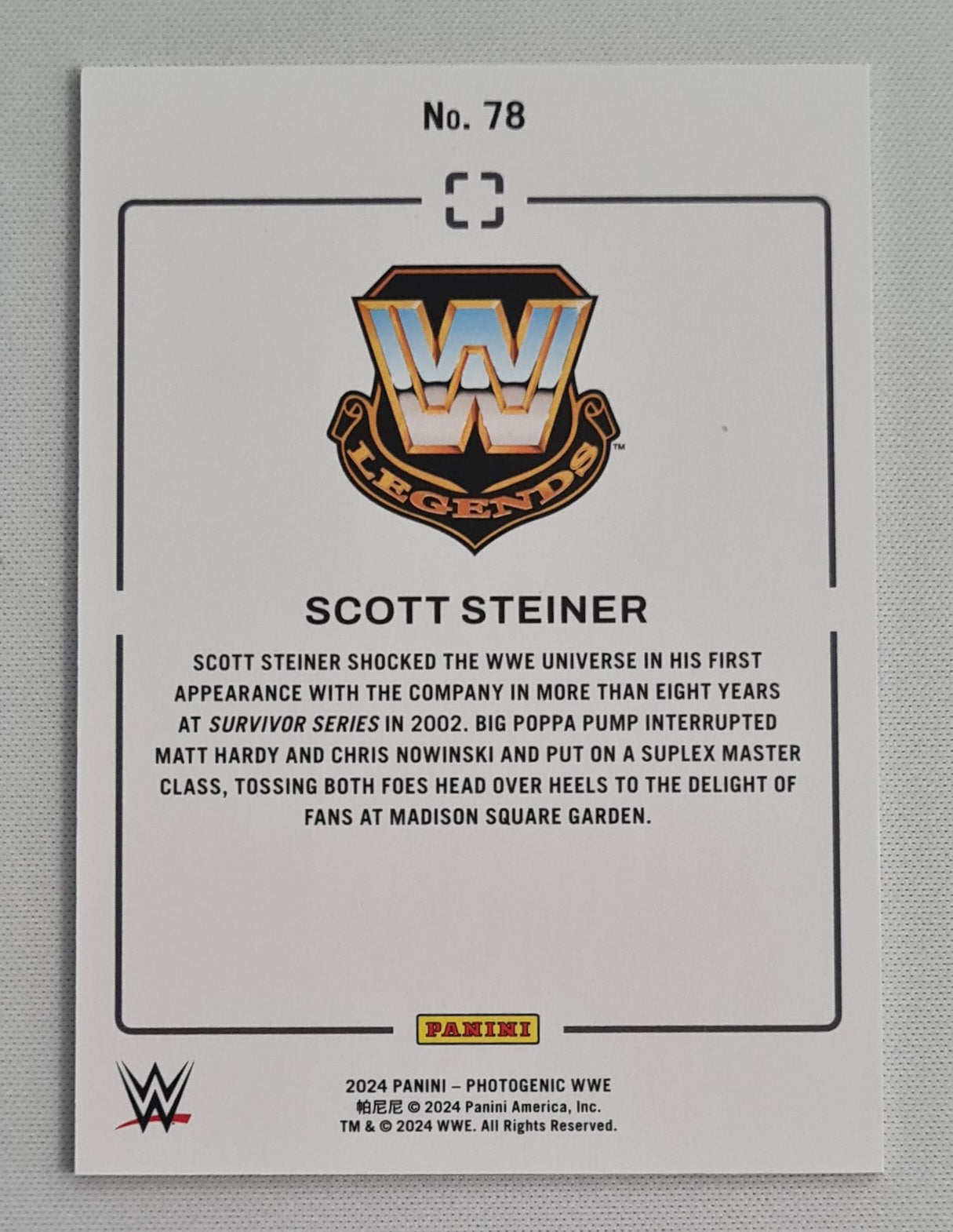 Scott Steiner - 2024 Panini Photogenic WWE Wrestling Legends #78 /99