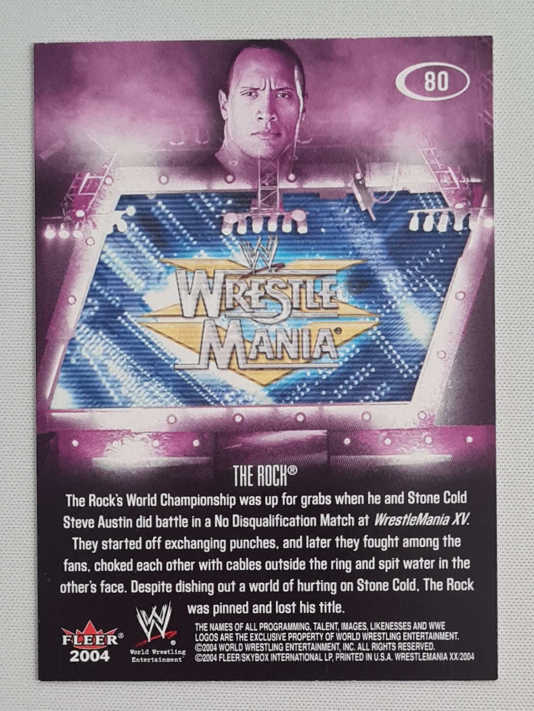 The Rock - 2004 Fleer WWE Wrestling Wrestlemania Memories #80 Rare!